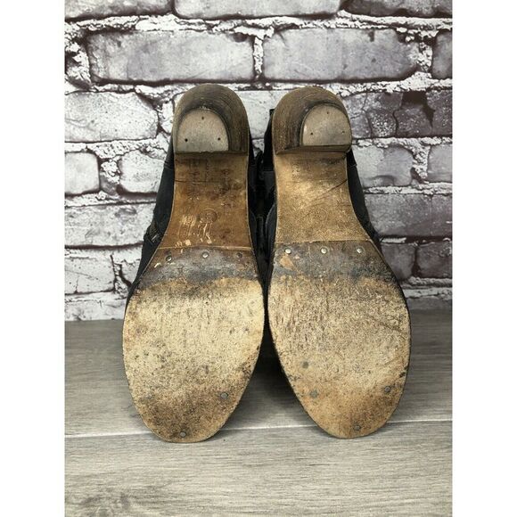 AllSaints Spitalfields Jacks Place Black Leather Zip Heel Strap Boots Women 38EU - Picture 6 of 16